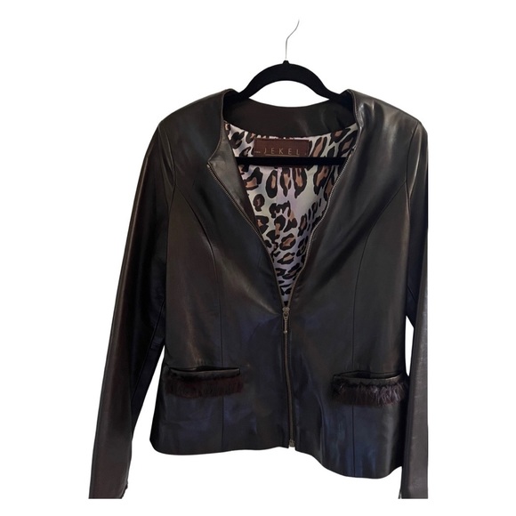 Leather Jacket Fur trim - Picture 3 of 4